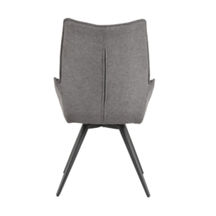 Chaise rotative 180° en tissu avec pieds évasés en métal noir - COLINE