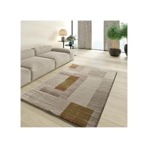 MELFI Alfombra geométrica con relieve en tonos cobrizos, varias medidas disponibles