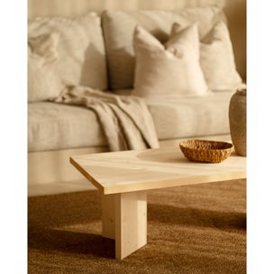 Table basse en bois massif en ton naturel 120x55cm Hauteur: 40 Longueur: 120 Largeur: 55