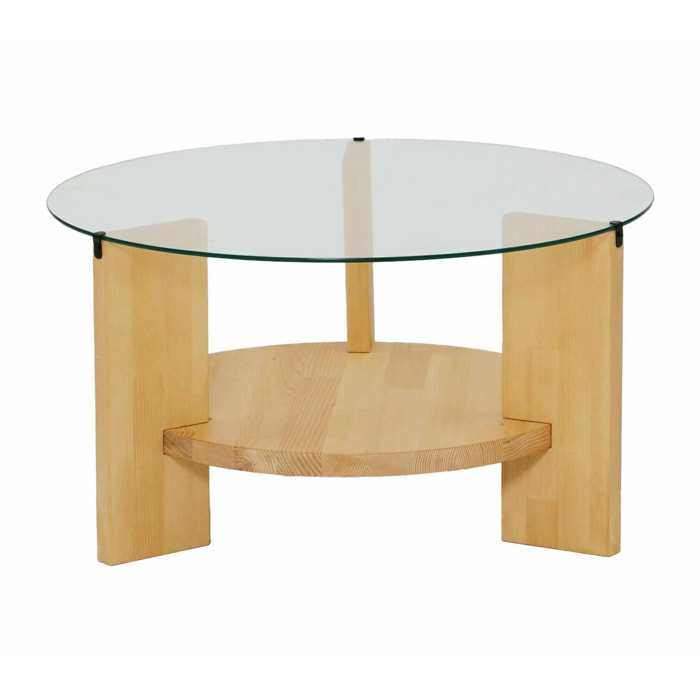Tavolino da salotto Felino, Tavolo basso da caffè, Portariviste per divano, Ripiano da soggiorno, 75x75h40 cm, Quercia