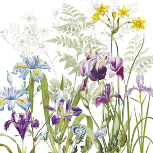 Serviette lin & coton lavé 190 g/m² imprimé multicolore Iris d'hiver blanc