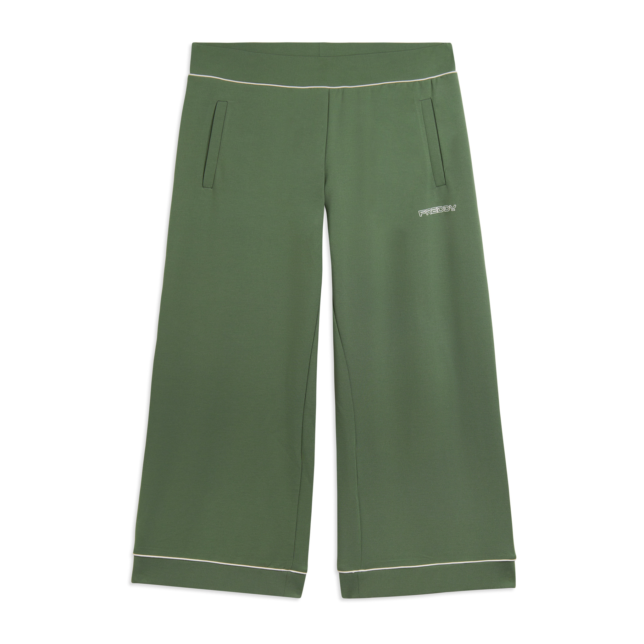 Pantaloni Sportivi Wide Leg Cropped con tasche interne