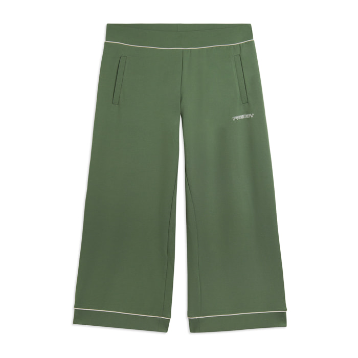 Pantaloni Sportivi Wide Leg Cropped con tasche interne