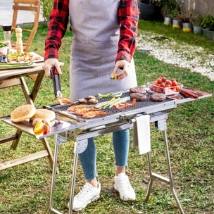 Pack Barbecue au Charbon de Bois Pliable en Acier Inoxydable et Tapis de Cuisson pour Four et Barbecue InnovaGoods
