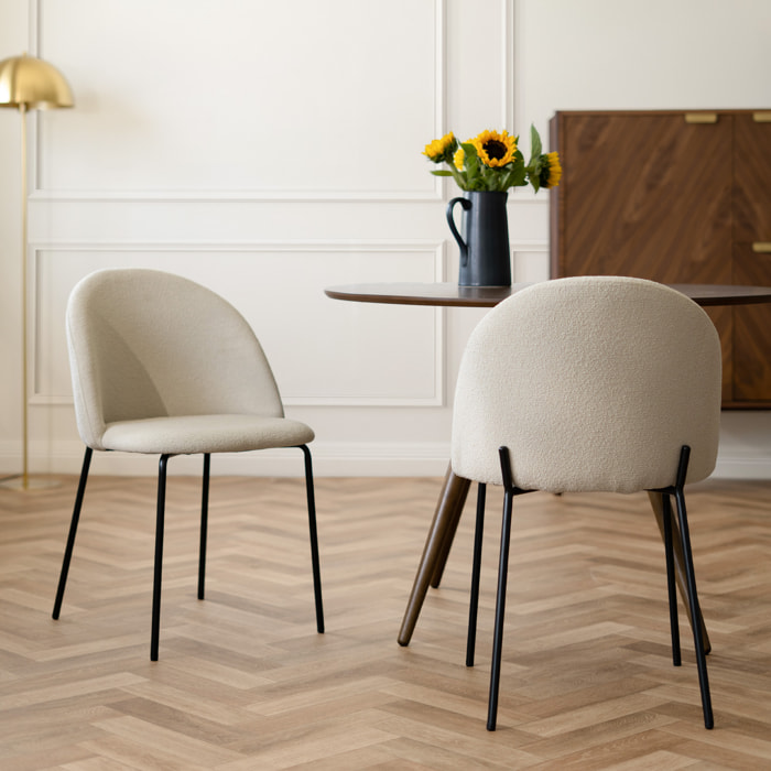 Lot de 2 chaises en tissu bouclette beige - Karl