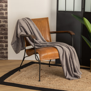 Plaid - microfibre - gris - 130x180 cm