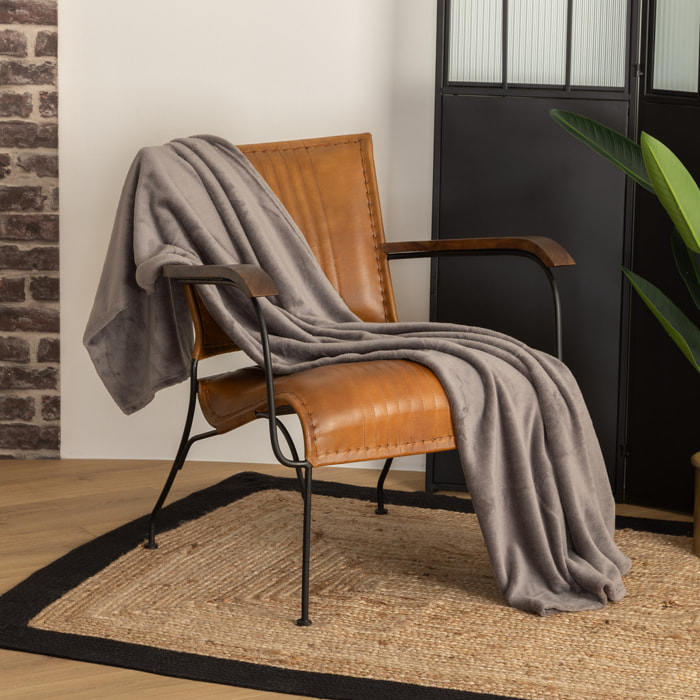 Plaid - microfibre - gris - 130x180 cm