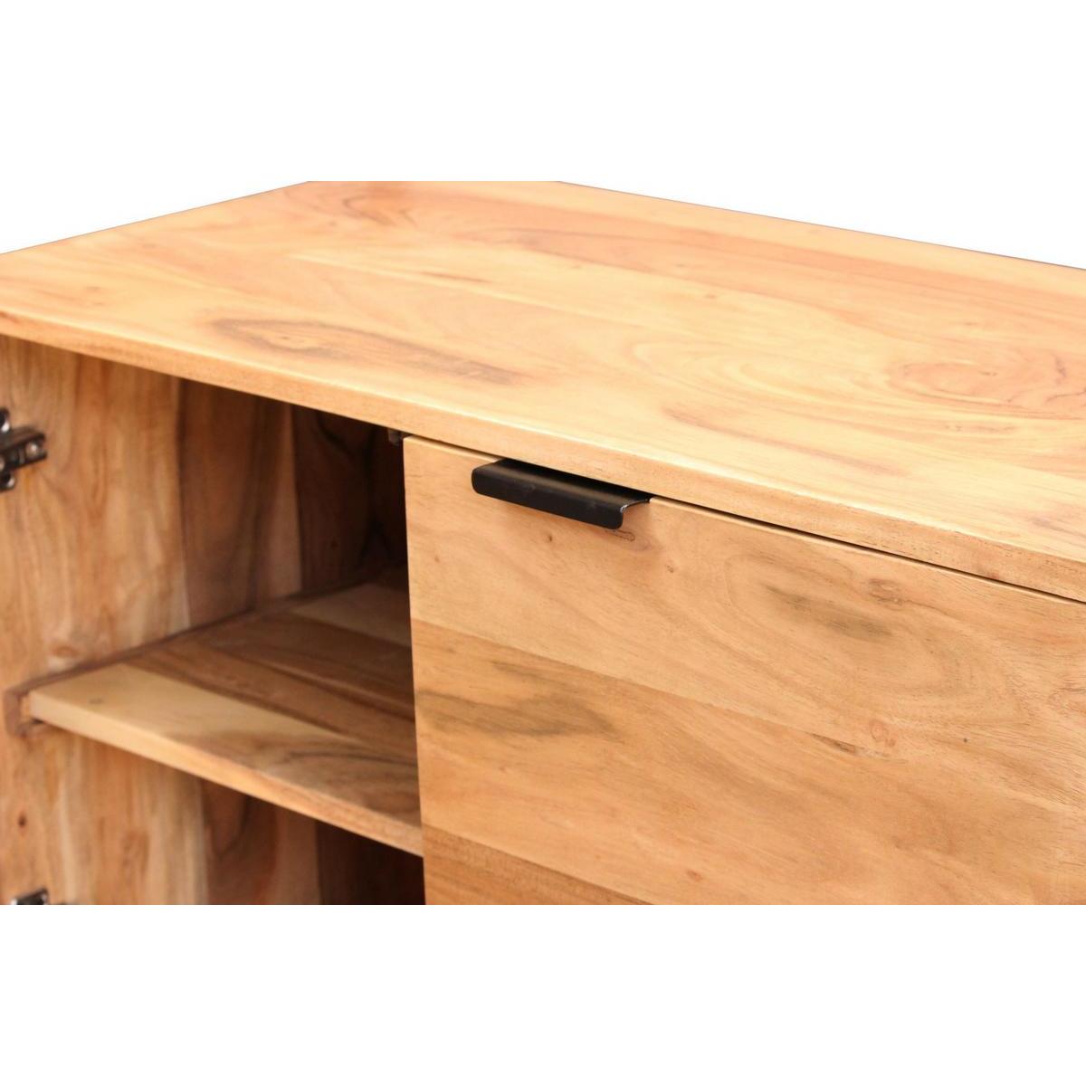 Buffet haut en bois massif et métal noir 2 portes L85 cm ARTHUS