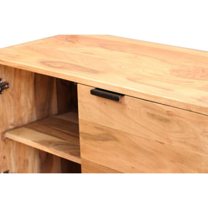 Buffet haut en bois massif et métal noir 2 portes L85 cm ARTHUS