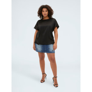 Fiorella Rubino - Top in raso con dettagli sfrangiati - Nero