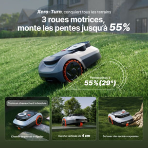 Robot tondeuse NAVIMOW i210 LiDAR Pro - sans fil périphérique ni antenne, 3 roues motrices, Pentes 55%, NRTK, 1000 m²
