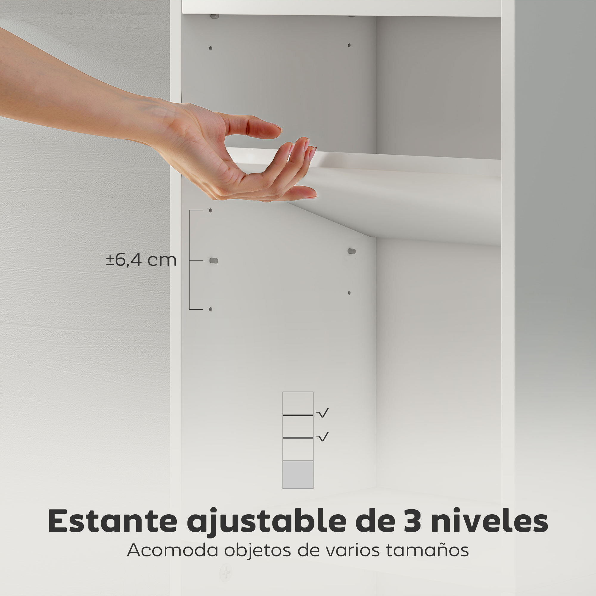 Librería de 4 Niveles, Estantería para Libros con Estantes Ajustables y Puerta, Estantería Moderna, 40x30x120 cm, para Salón, Dormitorio, Estudio, Oficina, Blanco