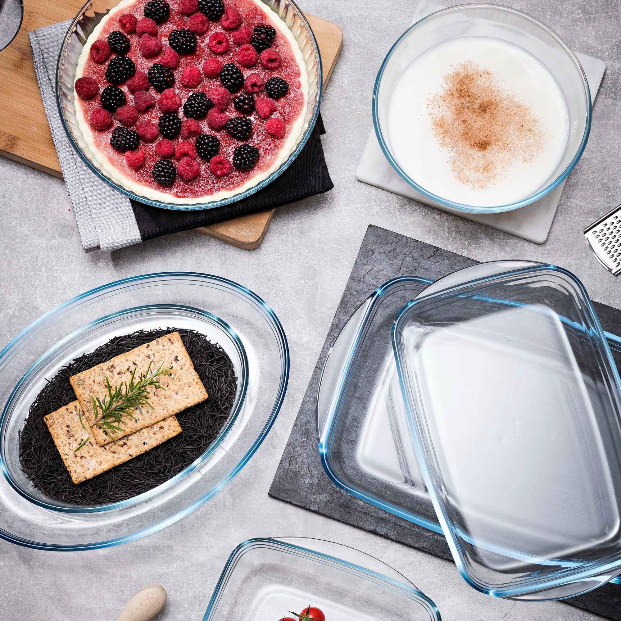 Fuente rectangular 31x20x6cm 2,1 litros borosilicato Mediterráneo