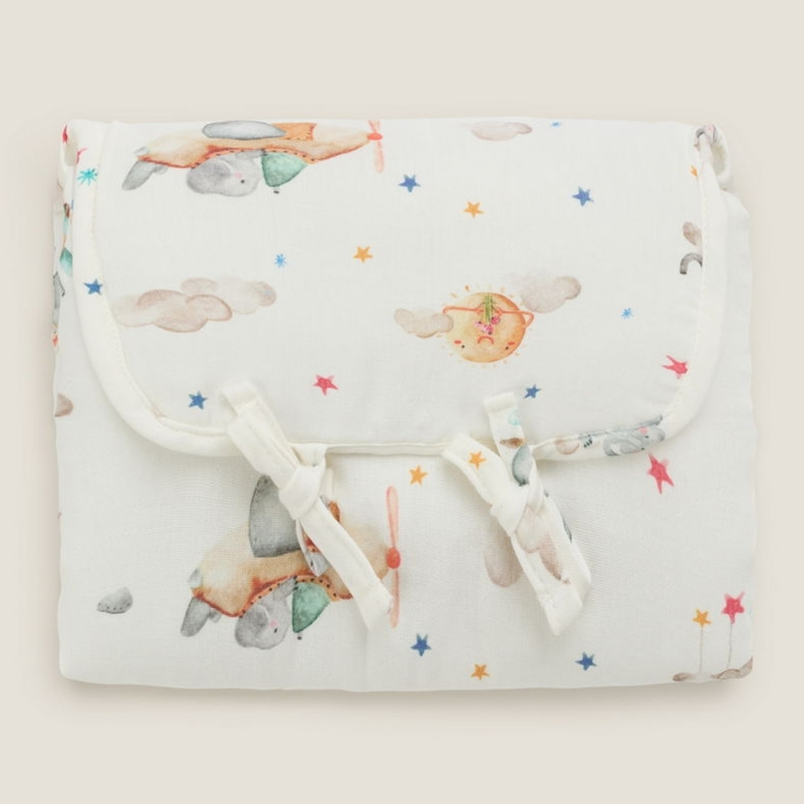 Cambiador de algodón elefantes Sielu color blanco Algodón