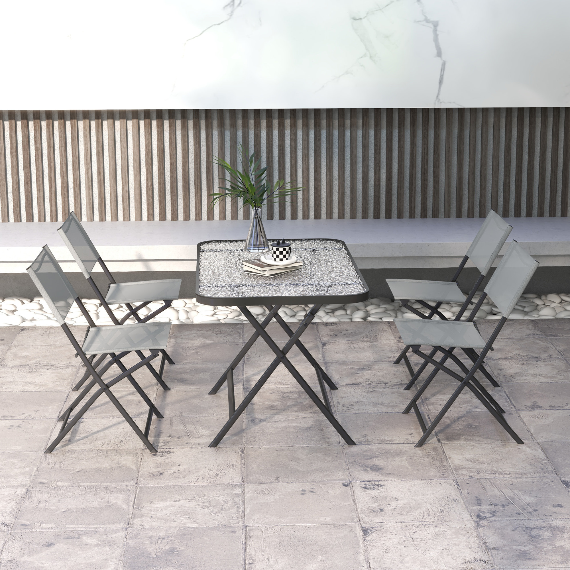 Ensemble salon de jardin 5 pièces pliables 4 chaises et table