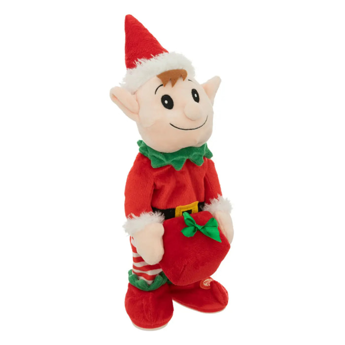 Automate de Noël lutin à mouvement et musique H38cm à piles