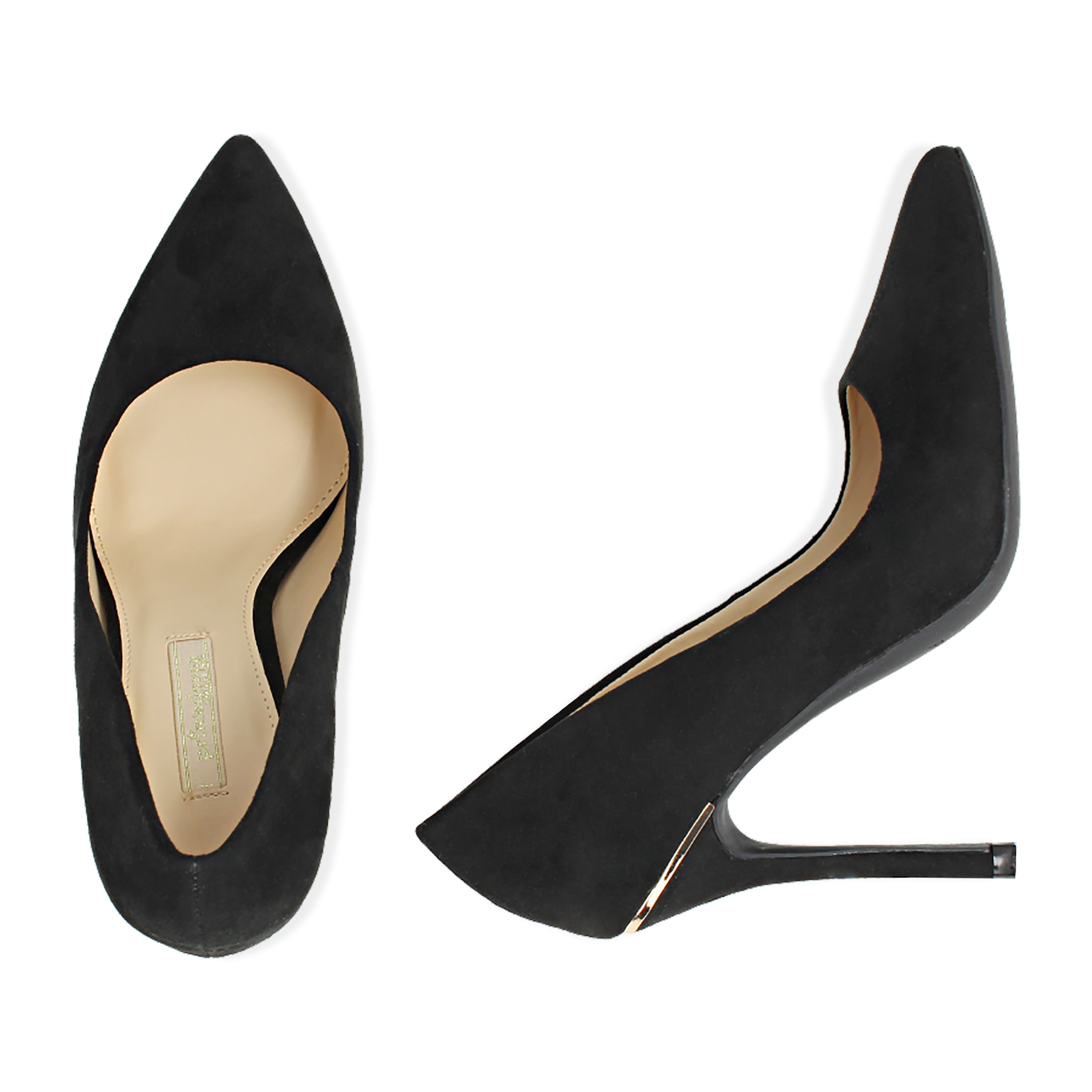 Décolleté nere in microfibra, tacco 11 cm