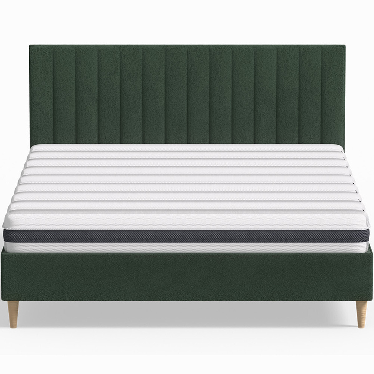 Pack lit en velours + Matelas ressorts et Mousse HR - ELIOT & HYGIOSPRING