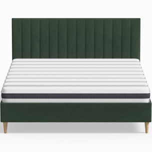 Pack lit en velours + Matelas ressorts et Mousse HR - ELIOT & HYGIOSPRING