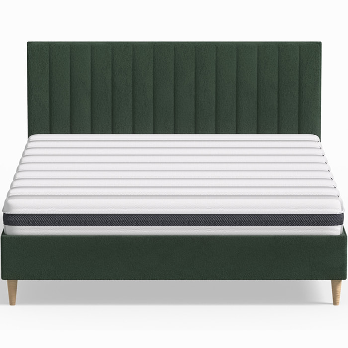 Pack lit en velours + Matelas ressorts et Mousse HR - ELIOT & HYGIOSPRING