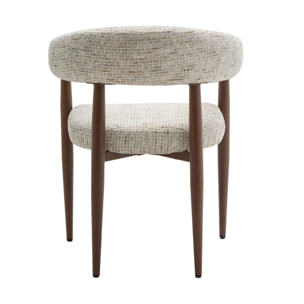 Nour - fauteuil - en tissu moucheté - pieds en métal effet bois - Beige