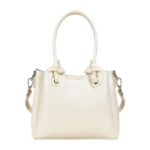 Bolso de mano beige acharolado