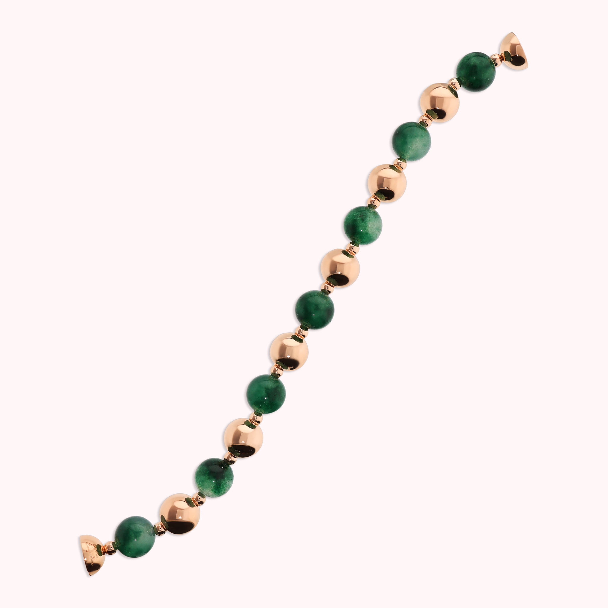 Bracciale con Bead Lucide e Pietre Naturali di Giada Verdi