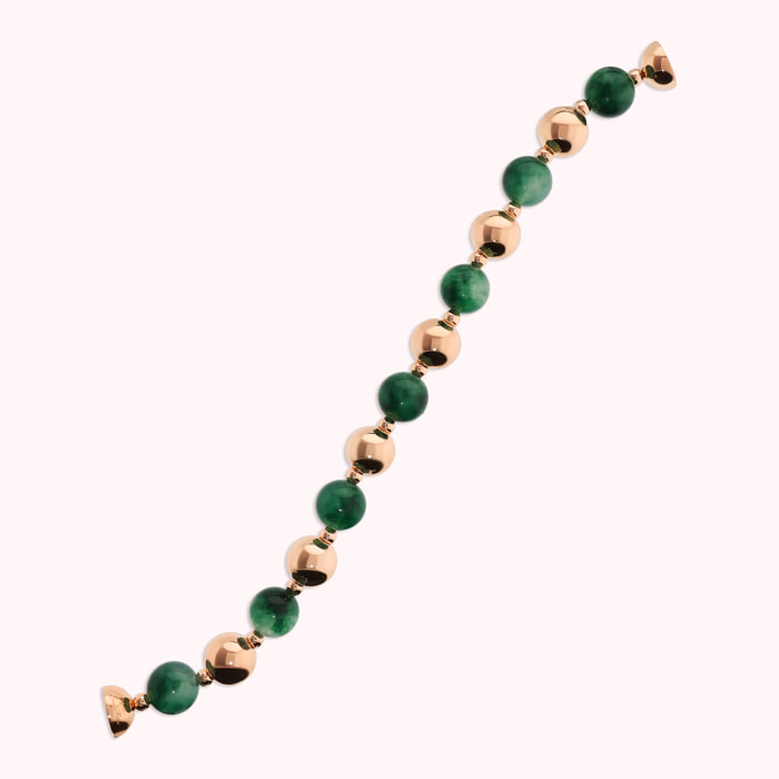Bracciale con Bead Lucide e Pietre Naturali di Giada Verdi