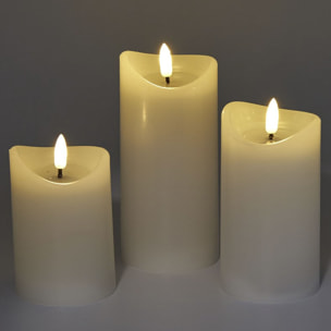 juego de 3 velas led con efecto gelatina y función temporizador con tamaños variados