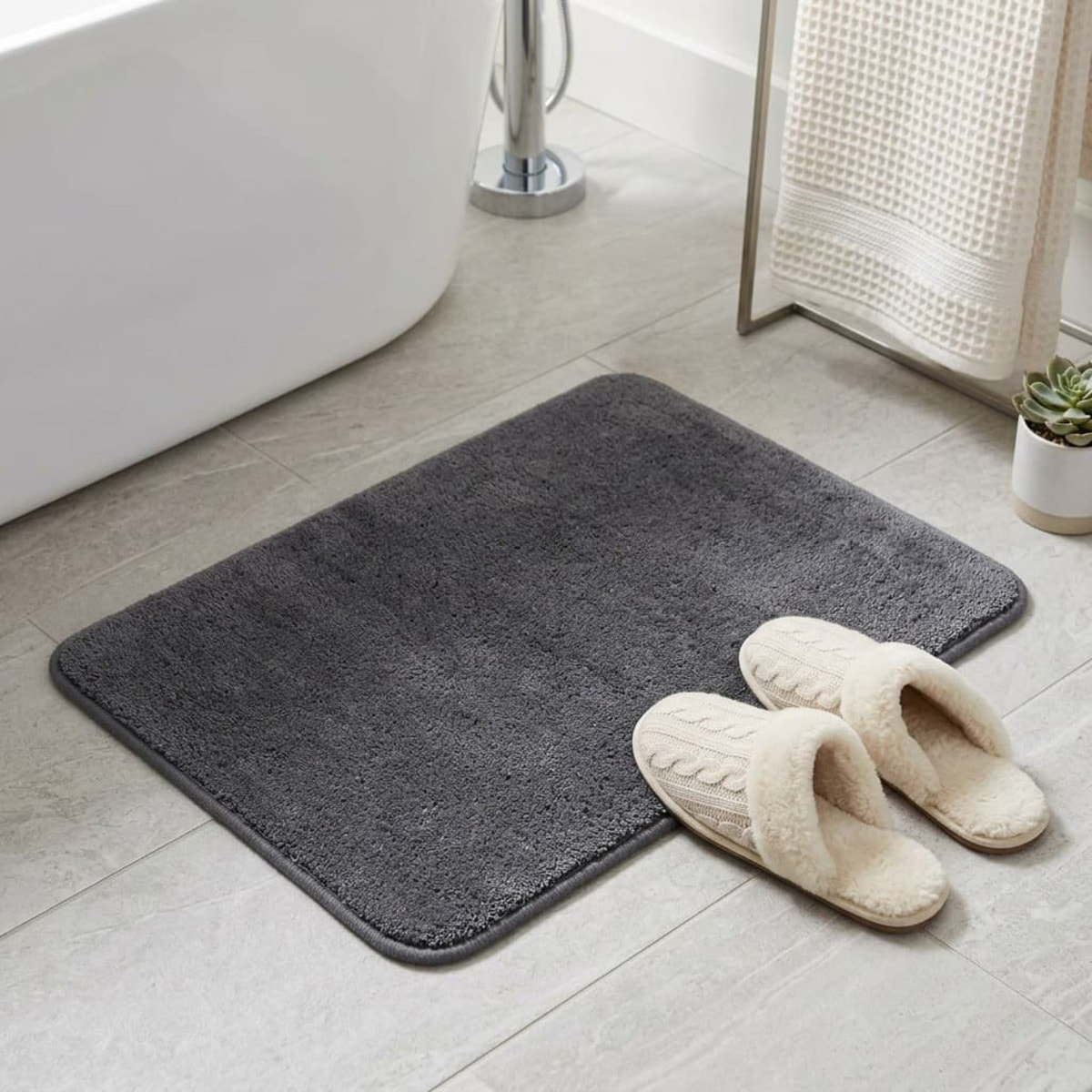 Vision 50x80 cm tapis de salle de bain en polyester, anthracite (SATDPREDAN)