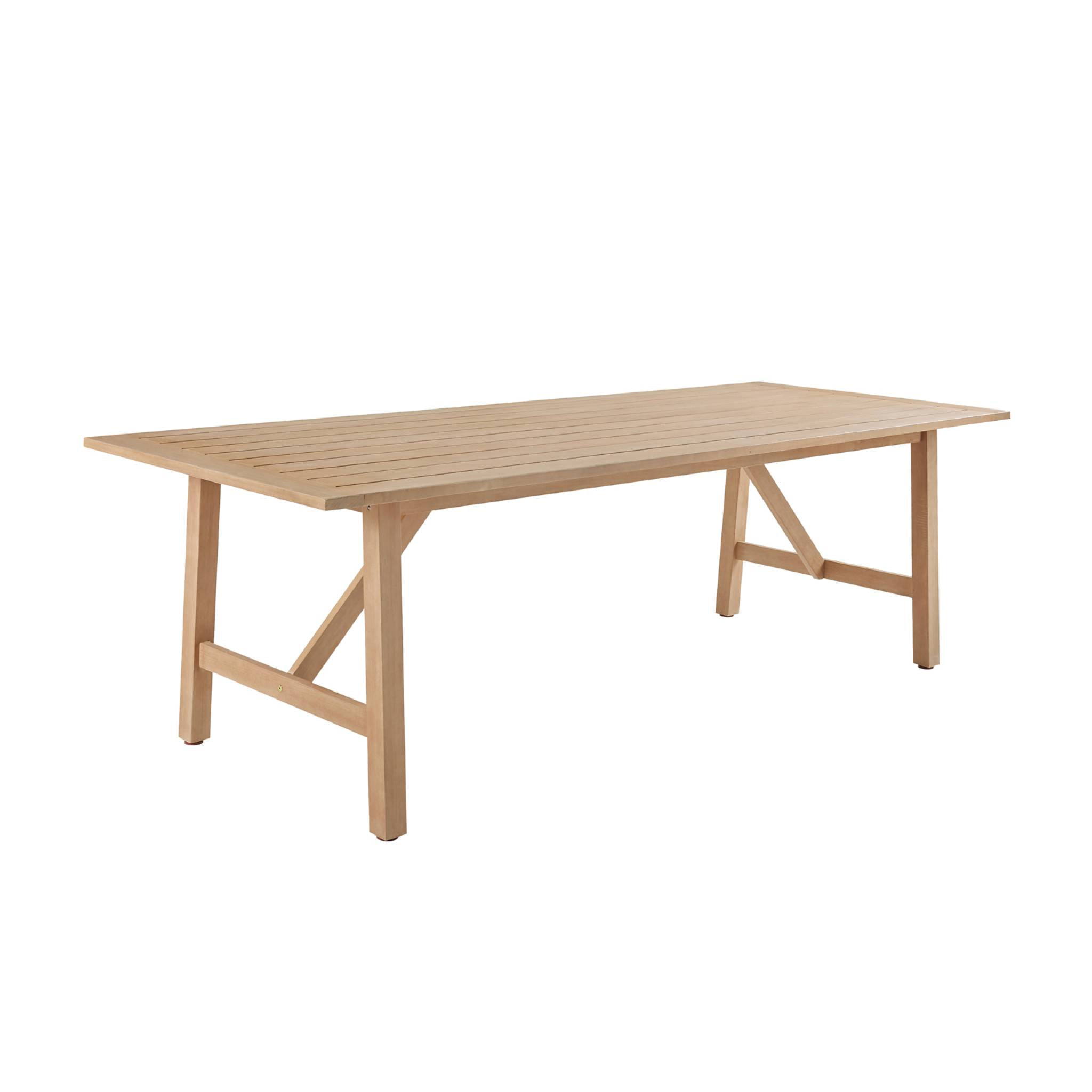 Table de jardin en bois d'eucalyptus LORIA naturel. 8 places. 260 x 100 x 76 cm