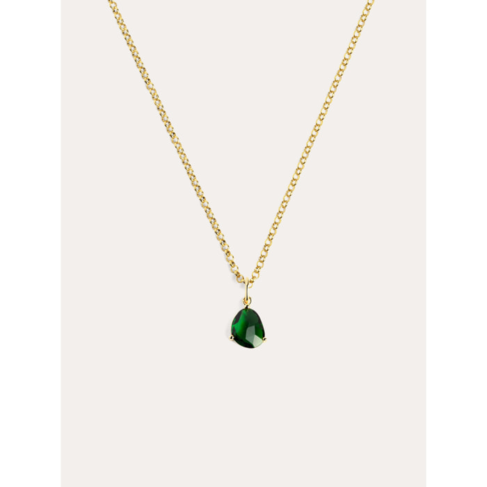 Smeraldo Birthstone collana Argento Placcato Oro