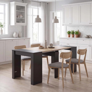 Mesa consola extensible en negro mate y alpine oak 50-235x90 cm Denis Negro Mate - Alpine Oak