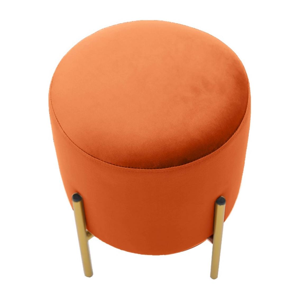 We Home - Pouf imbottito tondo in velluto arancione