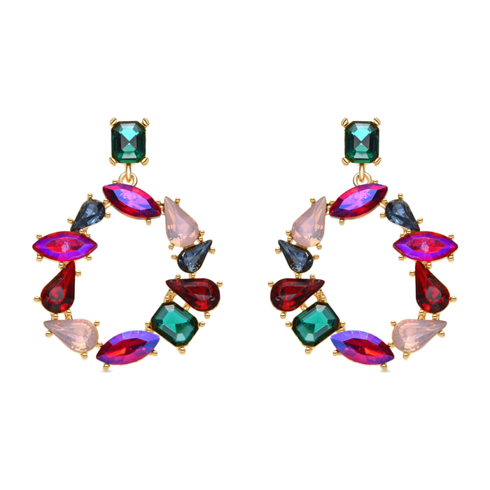 Pendientes de Lacado Blanco acabado en oro amarillo de 18k