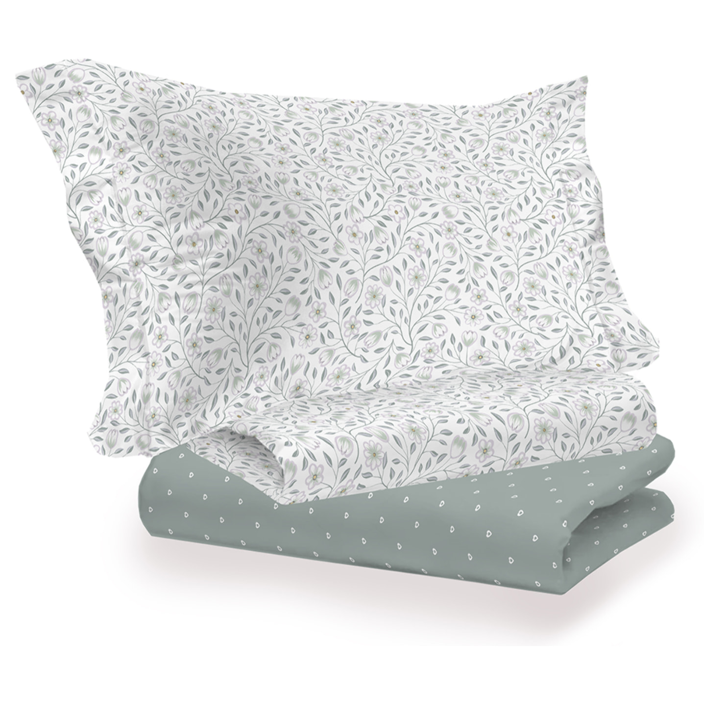 Completo letto melody verde in cotone 100% cotone