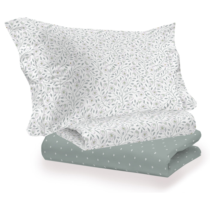 Completo letto melody verde in cotone 100% cotone