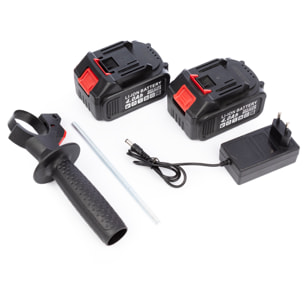 Martillo perforador 21V con motor sin escobillas y 2 baterías de 13.000 mAh.