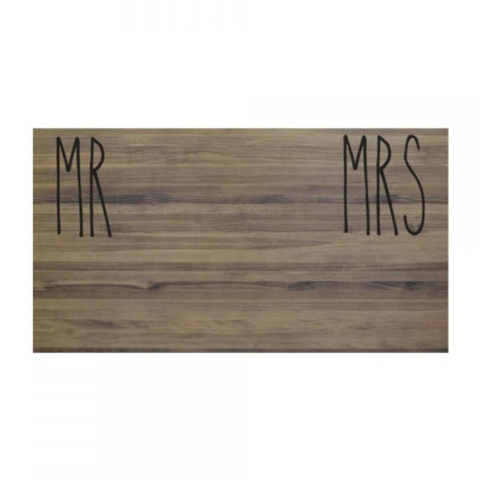 Tête de lit en bois chêne foncé 'Mr & Mrs'