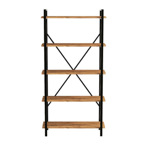 MILI - Bibliothèque design en métal - 5 étagères - bois et noir