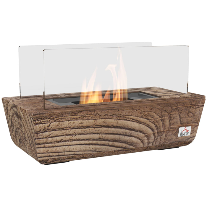 Chimenea Bioetanol Sobremesa Capacidad de 150 ml 1000BTU Combustión de 45 Minutos Chimenea de Bioetanol para Interior 5-8 ㎡ Estufa de Bioetanol de Acero Inoxidable 33x16x18 cm Roble