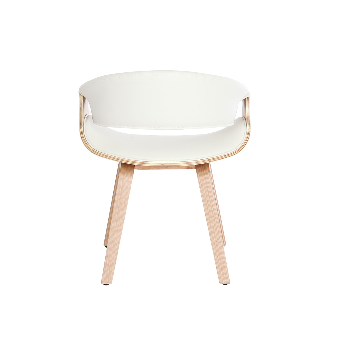Chaise design blanc et bois clair ARAMIS