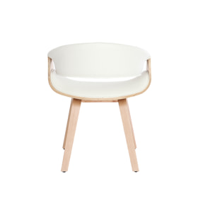 Chaise design blanc et bois clair ARAMIS