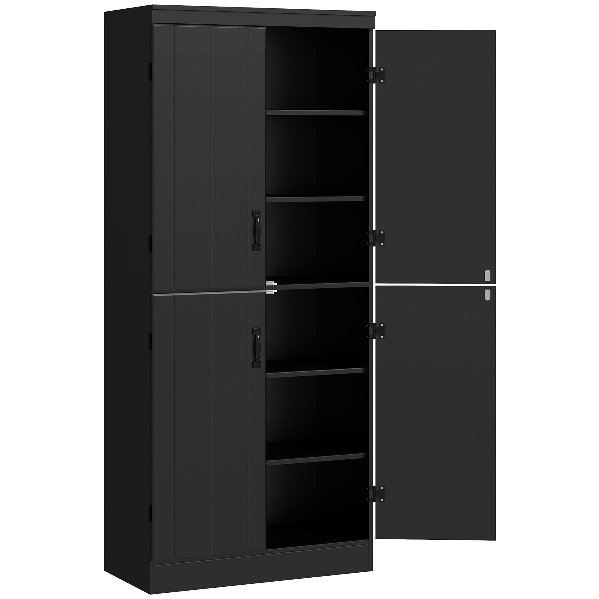 Armoire de cuisine buffet de salle à manger avec 4 portes 6 étagères de rangement style moderne 76 x 40 x 177 cm noir