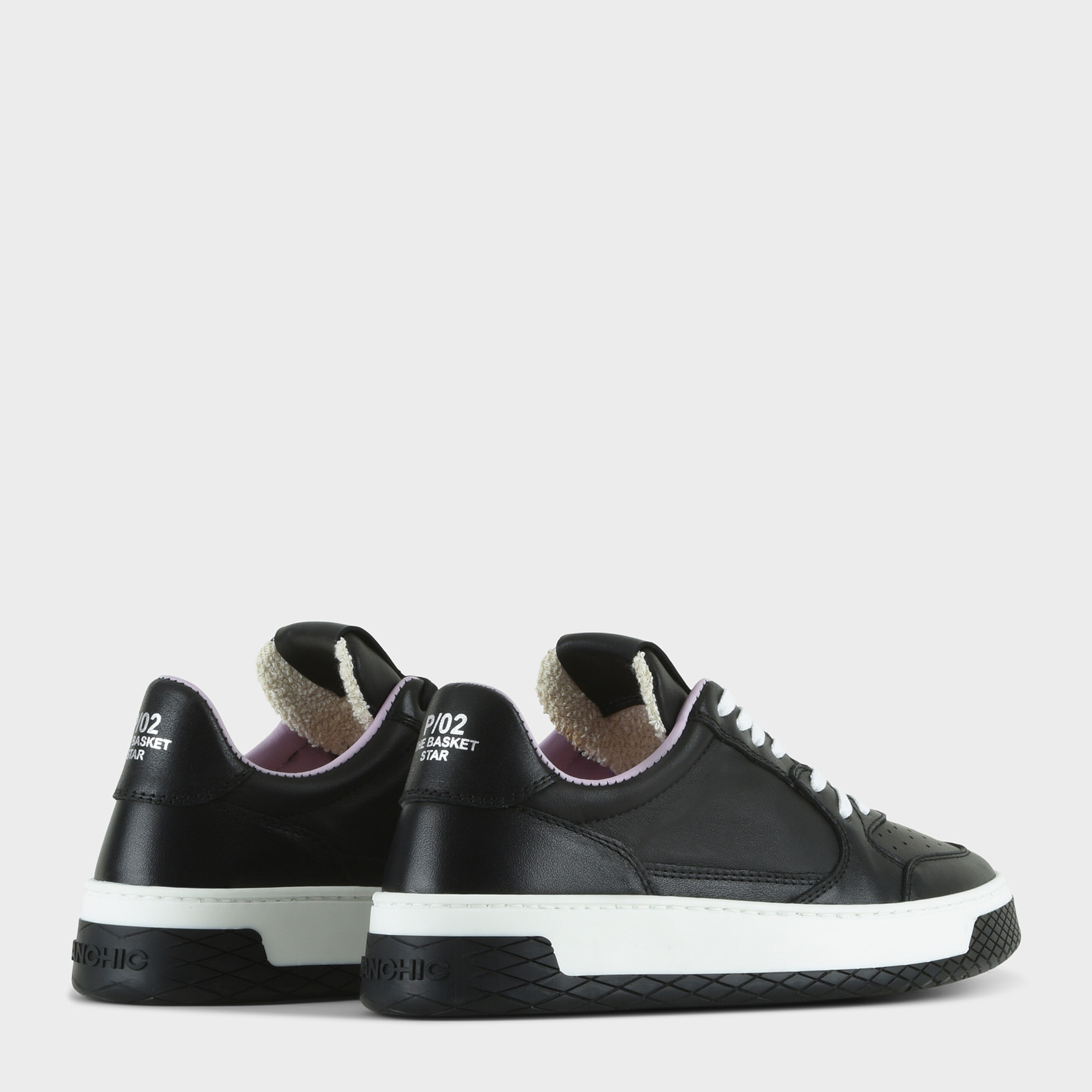 SNEAKER LOW P02 DONNA IN PELLE NERO