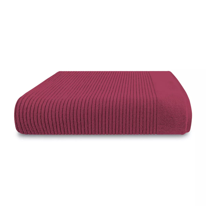 Drap de bain pur coton 560 g/m² uni rose rouge Vitae pivoine