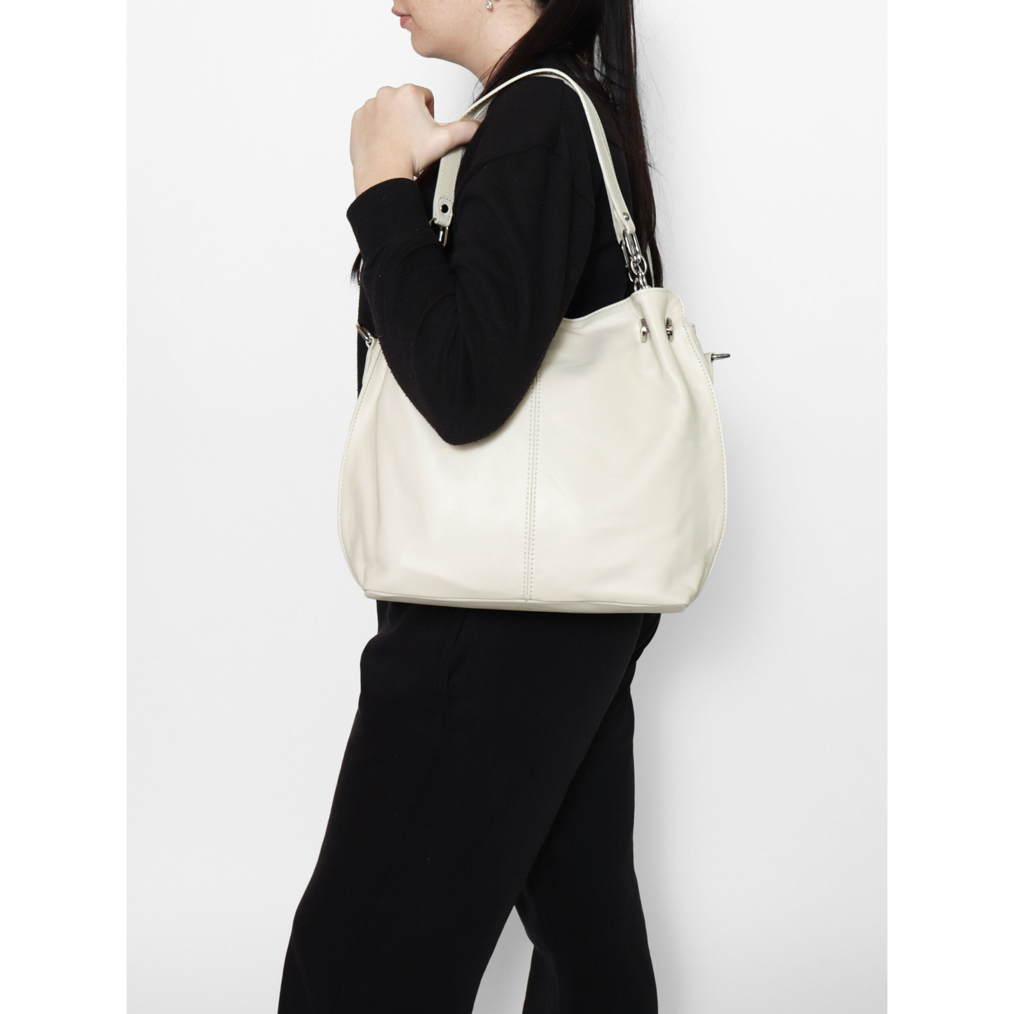 Borsa a spalla da Donna Charlotta in Vera Pelle Made in Italy 30x38x12 cm
