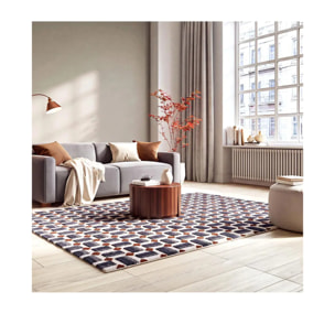 AMARA Alfombra geométrica con relieve azul, varias medidas disponibles.