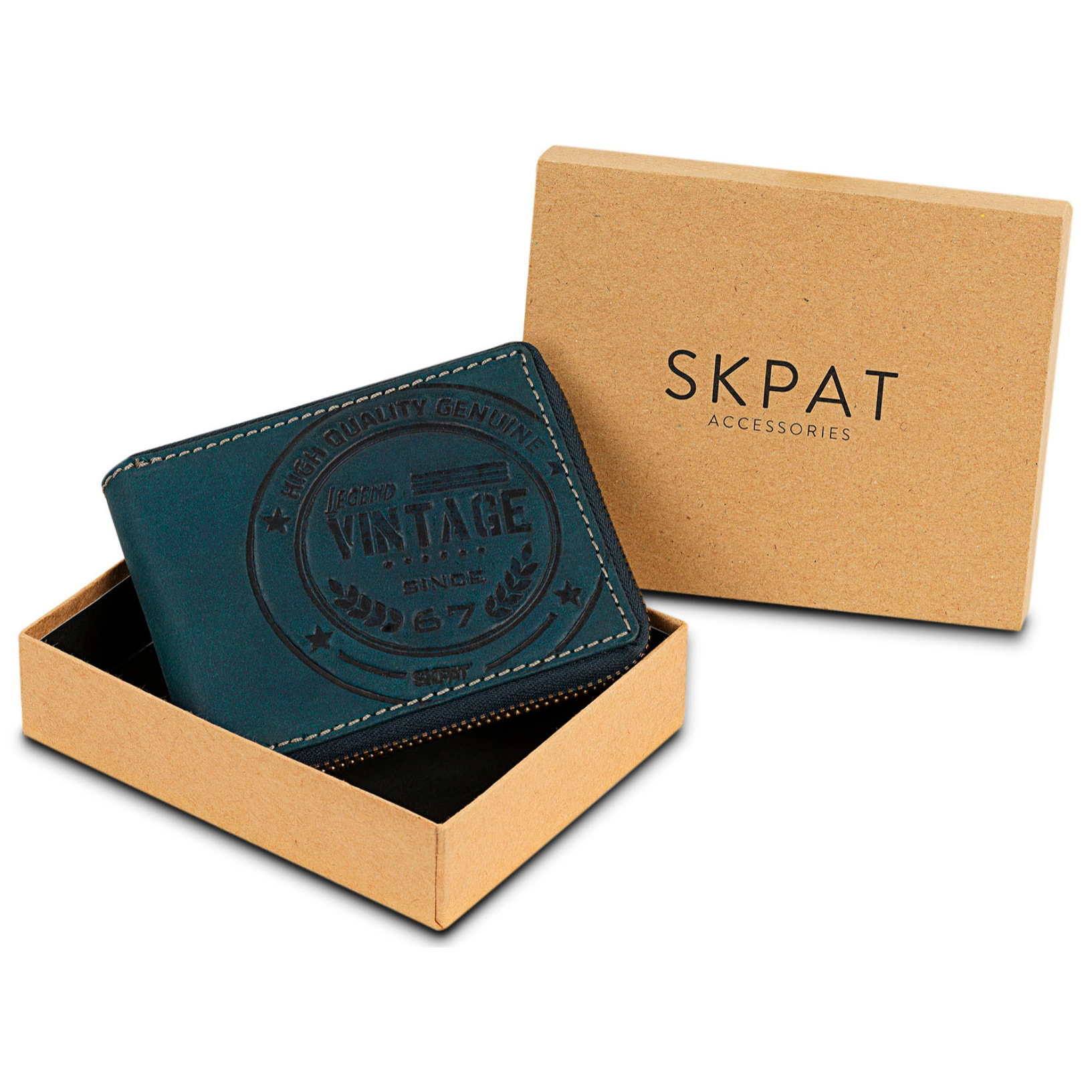 Cartera Hombre Piel Skpat Vintage Azul