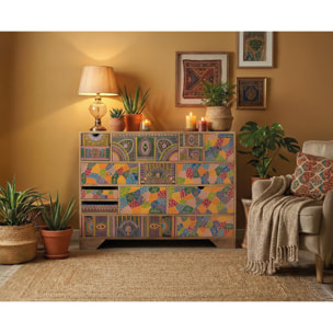 Commode en bois de manguier 120 cm style boho ethnique